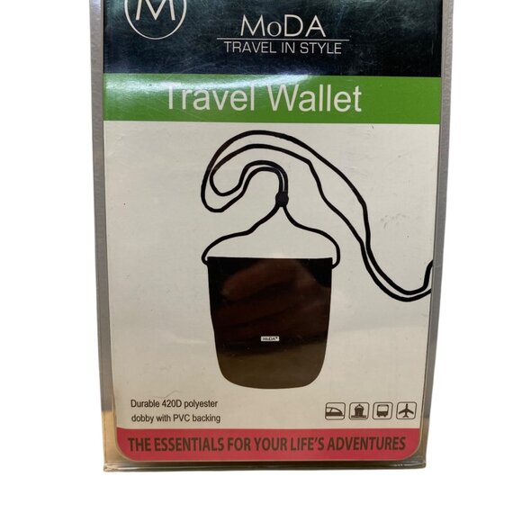 MoDA Travel Wallet Black Durable Adjustable Strap Versatile Bi-Fold Design - Picture 2 of 6